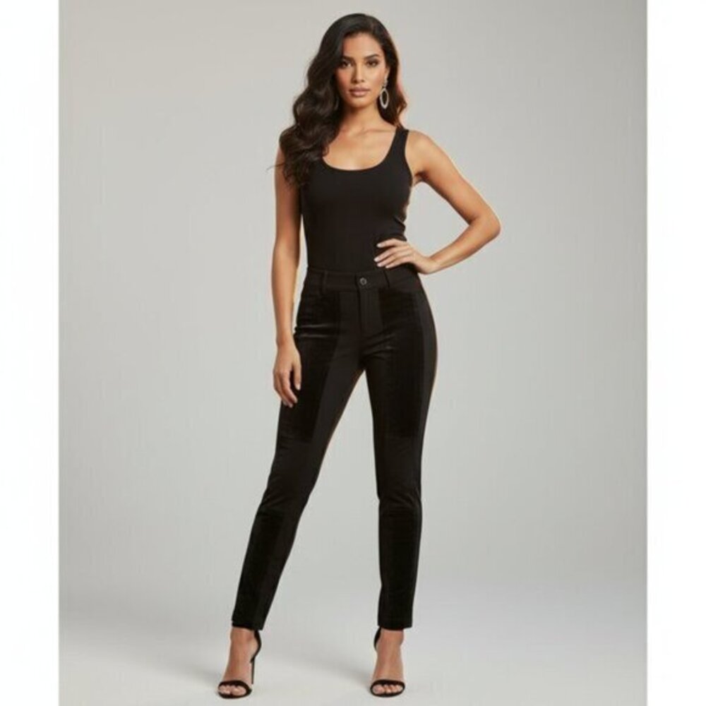 Club Monaco Pants 0 Suede Panelled Skinny Riding Trousers High Rise Black